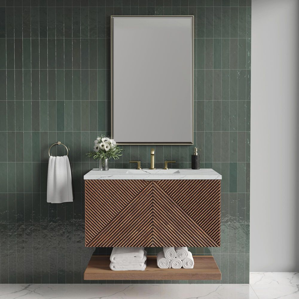 James Martin Vanities Marcello 36" Single Bathroom Vanity in Chestnut with 3 cm Ethereal Noctis Quartz Top and Rectangular Sink, , large