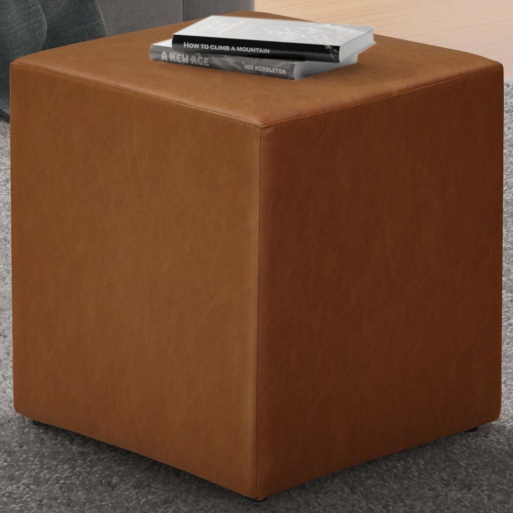 Lifestyle Solutions Grady Square Ottoman in Caramel, , large