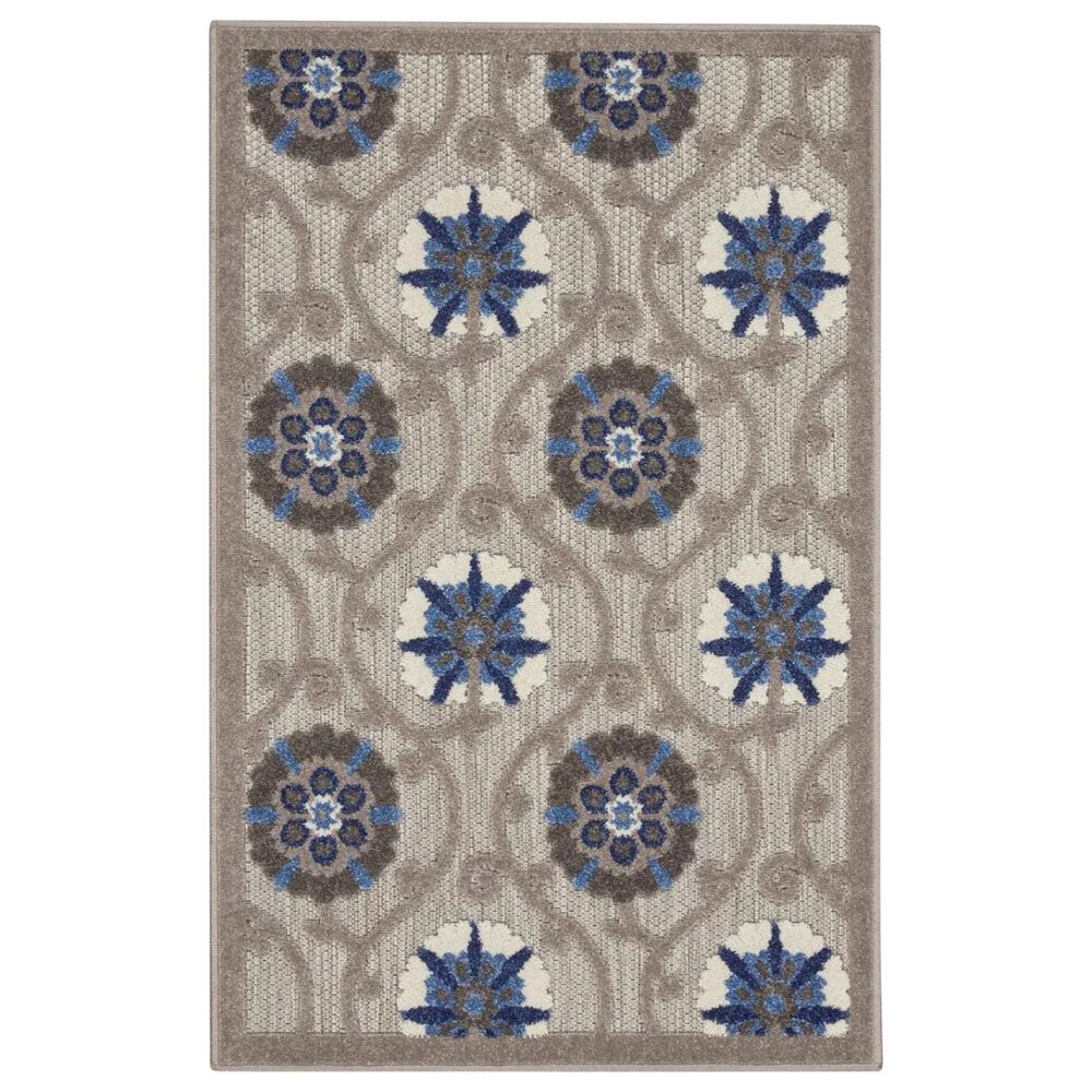 Nourison Aloha 2"8" x 4" Grey and Blue Indoor/Outdoor Area Rug, , large