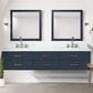 Lexora Home Castor 84" Double Bathroom Vanity in Black with 2 cm White Carrara Marble Top and Rectangular Sinks, , large