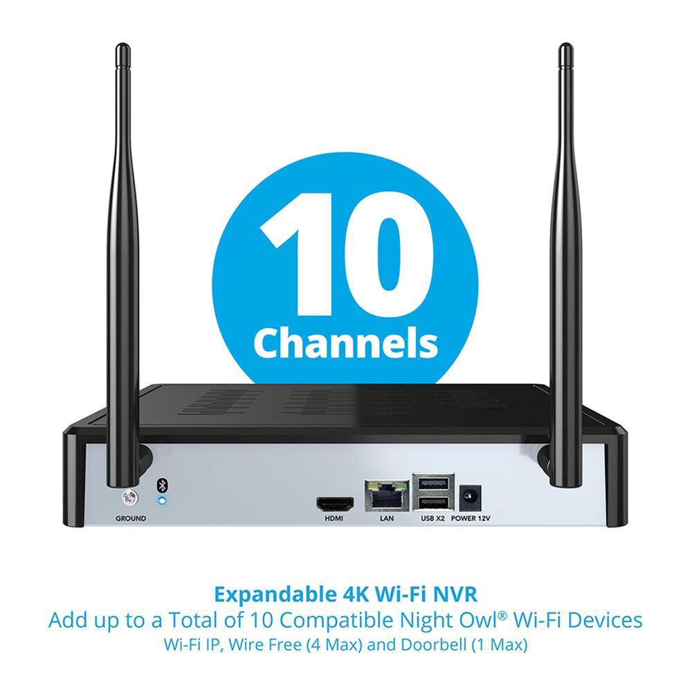 Night Owl 10 Channel 4K Wi-Fi NVR Security System with Camera Kit in Black and White, , large