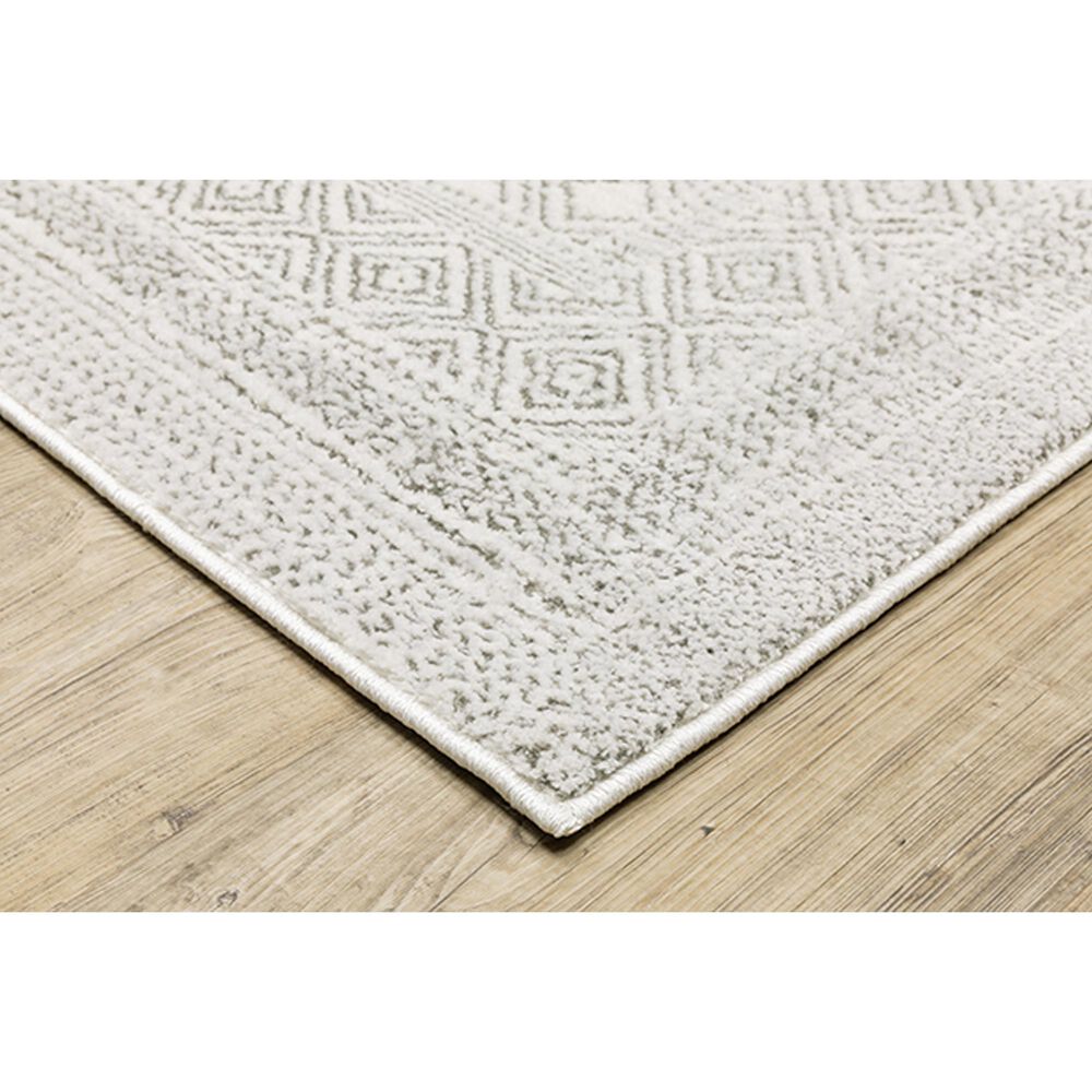 Oriental Weavers Montecito Diamond Border 2&#39;3&quot; x 7&#39;6&quot; White Runner, , large