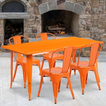 Flash Furniture 5-Piece Metal Table Set in Orange, , large