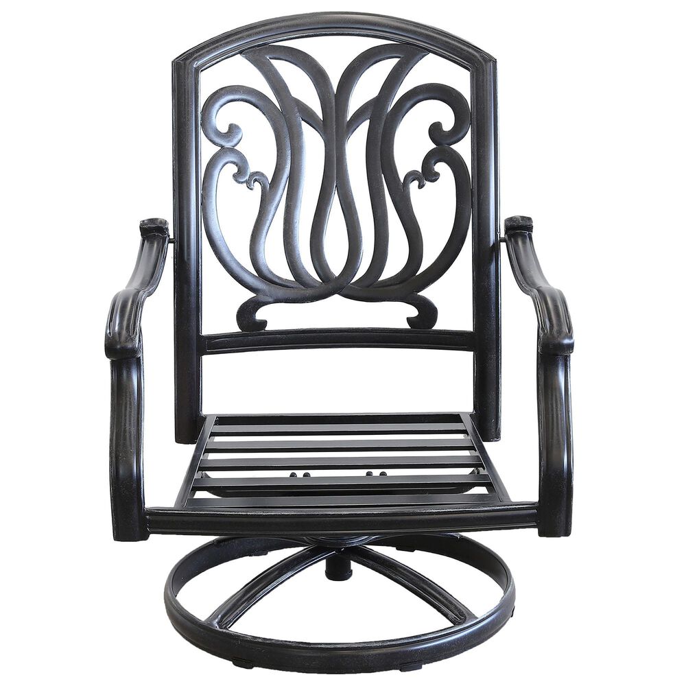 GatherCraft Geneva Patio Club Swivel Rocker with Cushion in Linen Beige, , large
