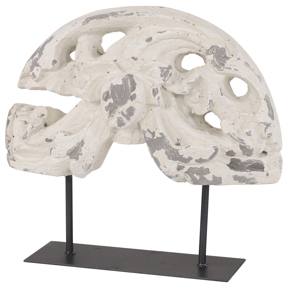 Maple and Jade 15" Vintage Metal Sculpture in White, , large