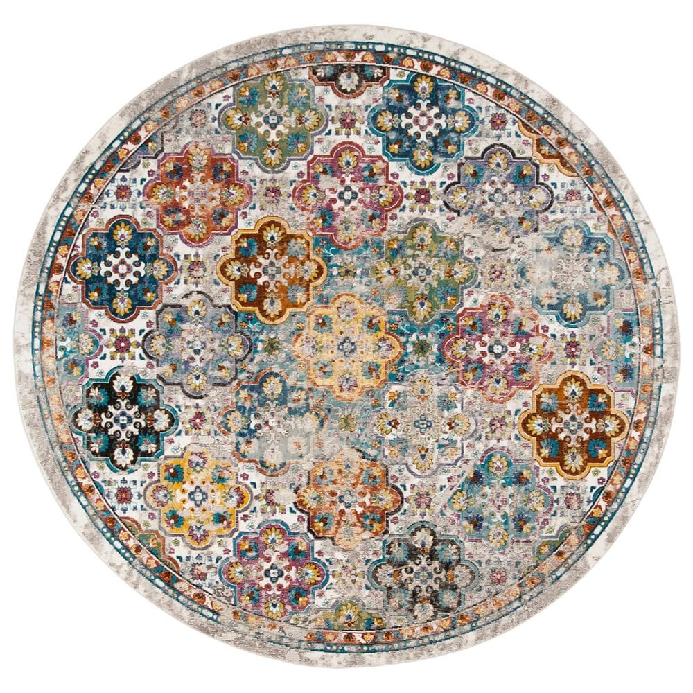 Safavieh Aria 6"6" Round Beige and Multicolor Area Rug, , large