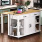 HOMLUX 47" Kitchen Island with Extendable Dining Table in White, , large