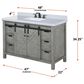 Lexora Home Marsyas 48" Single Bathroom Vanity in Ash Grey with 2 cm White Cultured Marble Top and Rectangular Sink, , large
