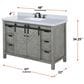 Lexora Home Marsyas 48" Single Bathroom Vanity in Ash Grey with 2 cm White Cultured Marble Top and Rectangular Sink, , large