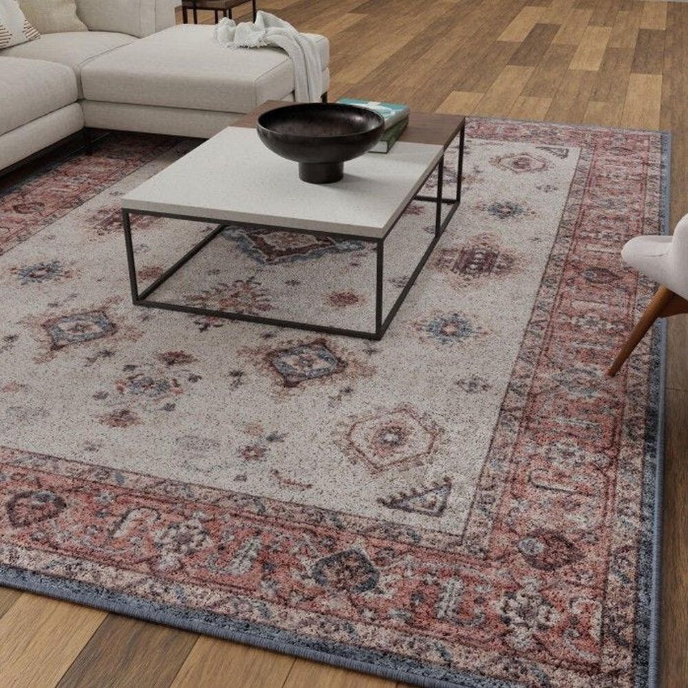 Central Oriental Rugease Velveteen Raquel 7&#39;6&quot; x 9&#39;6&quot; Red and Beige Area Rug, , large