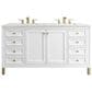 James Martin Vanities Chicago 60" Double Bathroom Vanity in Glossy White with 3 cm Ethereal Noctis Quartz Top and Rectangular Sinks, , large
