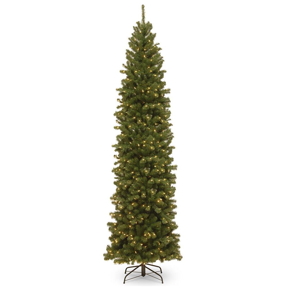 National Tree 9" North Valley Spruce Pencil Slim Tree with White Lights, , large