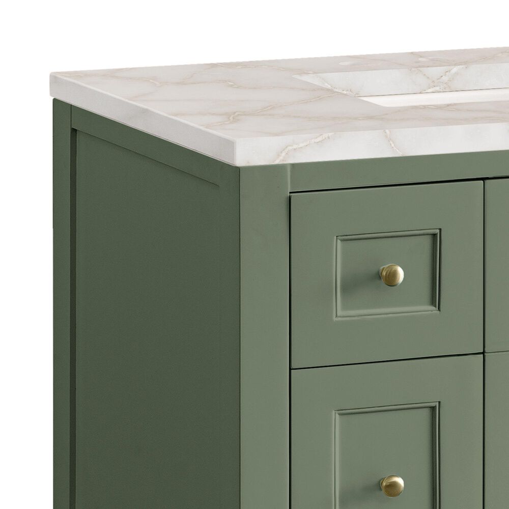 James Martin Vanities Breckenridge 36&quot; Single Bathroom Vanity in Smokey Celadon with 3 cm Victorian Silver Quartz Top and Rectangular Sink, , large