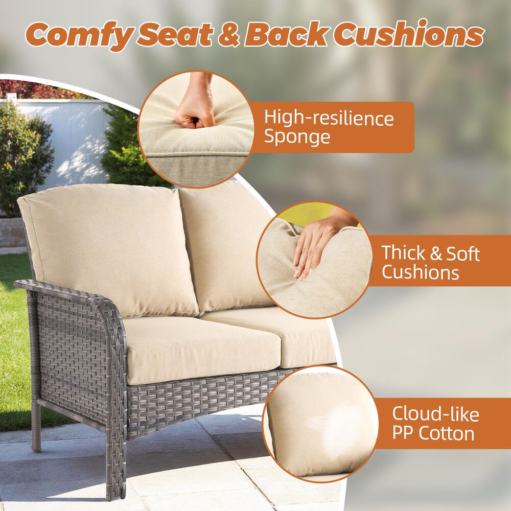 HOMLUX 7-Piece Patio Conversation Set in Beige, , large