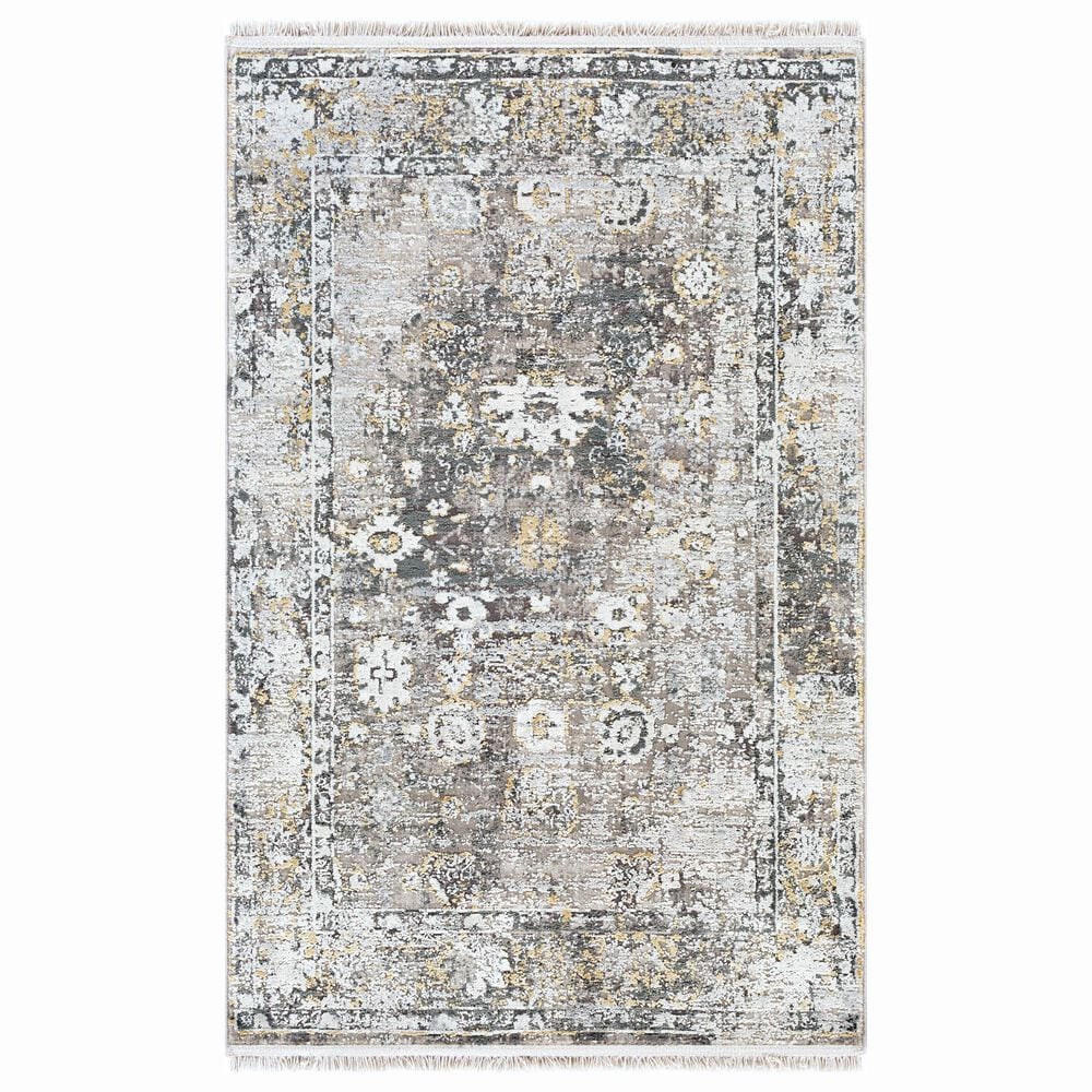 Surya Solar 2" x 3" Black, Gray, Charcoal, Saffron and White Area Rug, , large