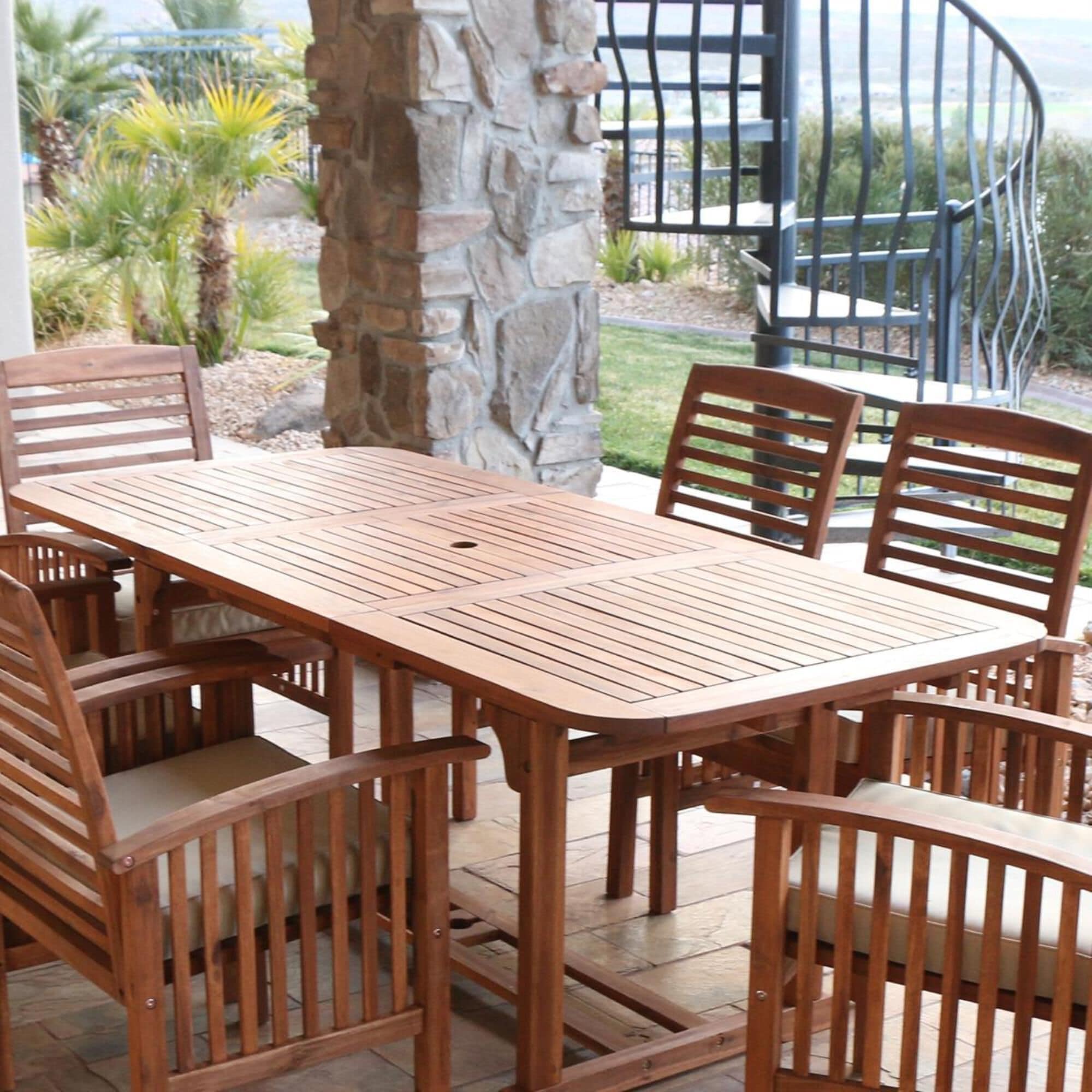 Walker edison acacia patio dining sale set