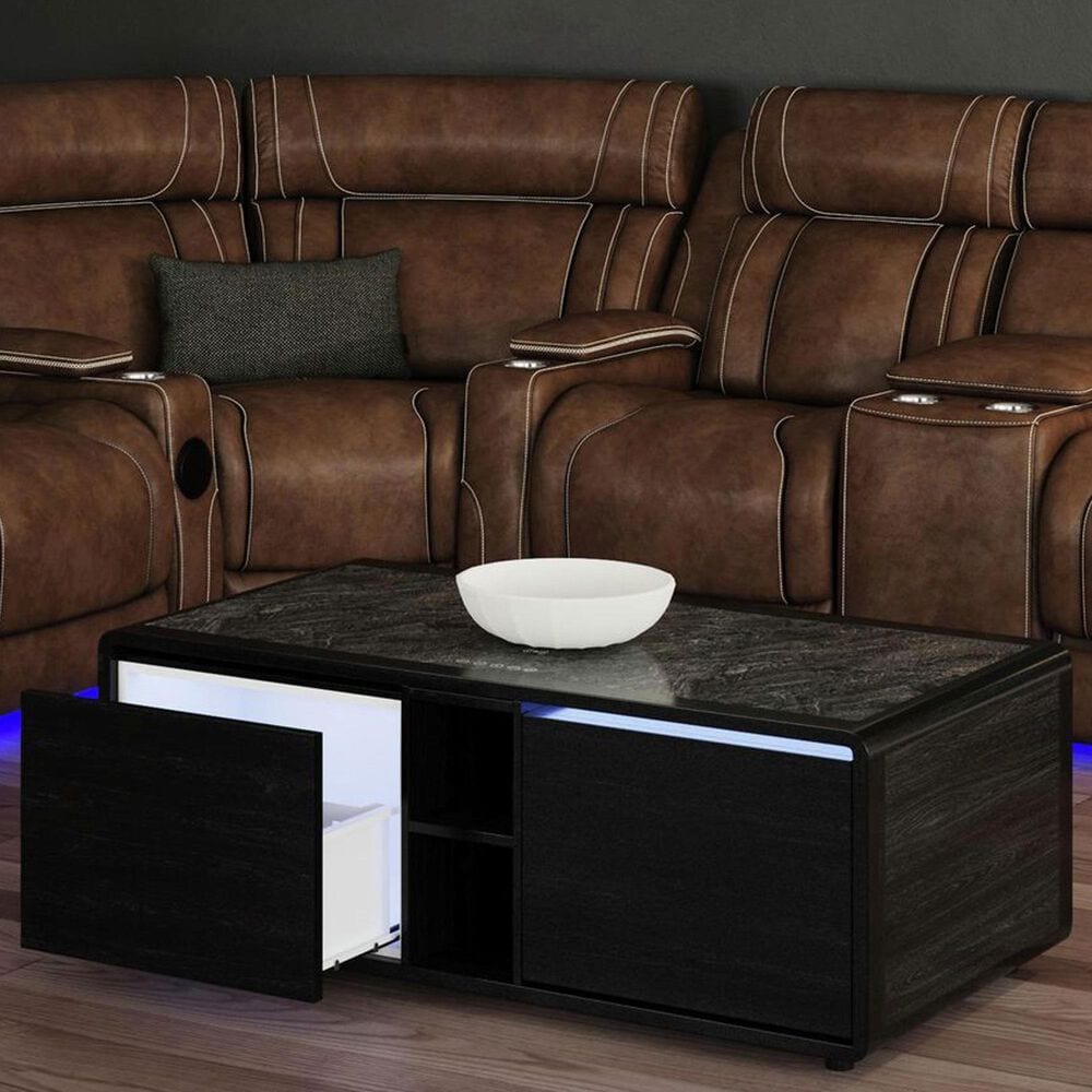 Mayberry Hill Halo Smart Coffee Table with Fridge and Speaker in Black, , large