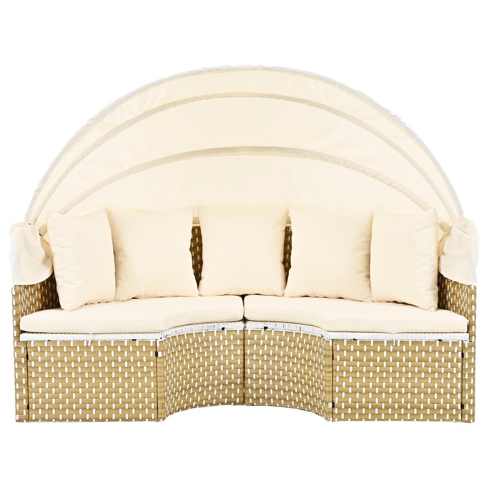 HOMLUX Patio Furniture Round Outdoor Sectional Sofa Set in Beige, , large