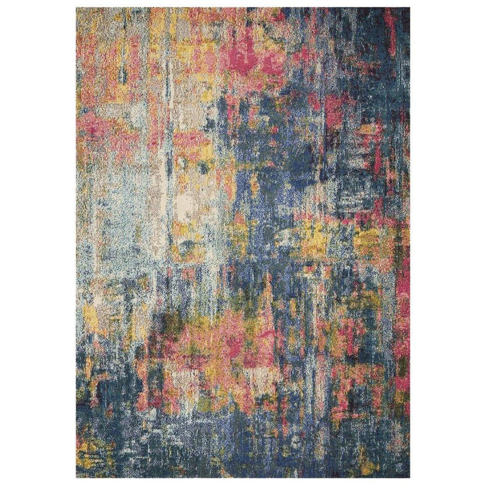 Nourison Celestial CES09 5&#39;3&quot; x 7&#39;3&quot; Blue and Yellow Area Rug, , large