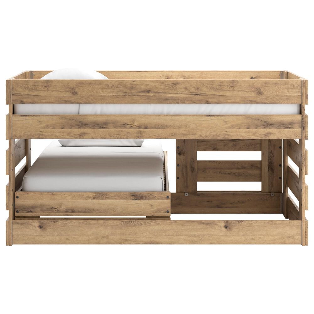 Ashley Larstin Twin Loft Caster Bed in Tan and Brown, , large