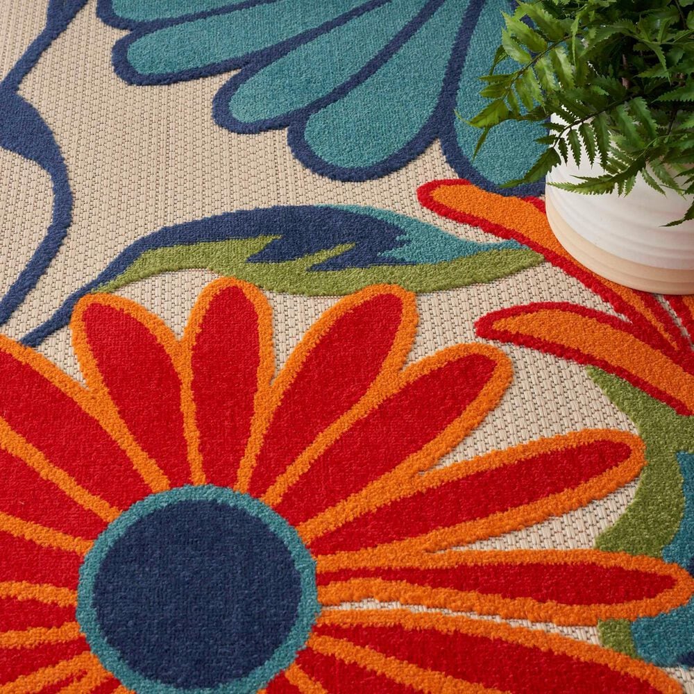 Nourison Aloha ALH33 5&#39;3&quot; x 7&#39;5&quot; Multicolor Indoor/Outdoor Area Rug, , large