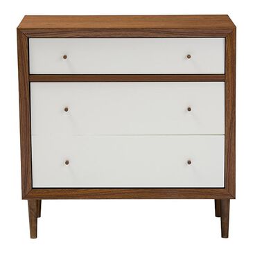 Baxton Studio Harlow 3 Drawer Chest in White and Walnut, , large