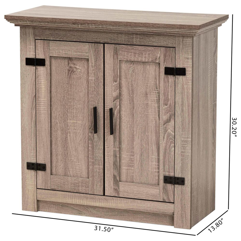 Baxton Studio Bruce 2-Door Shoe Storage Cabinet in Oak Brown, , large