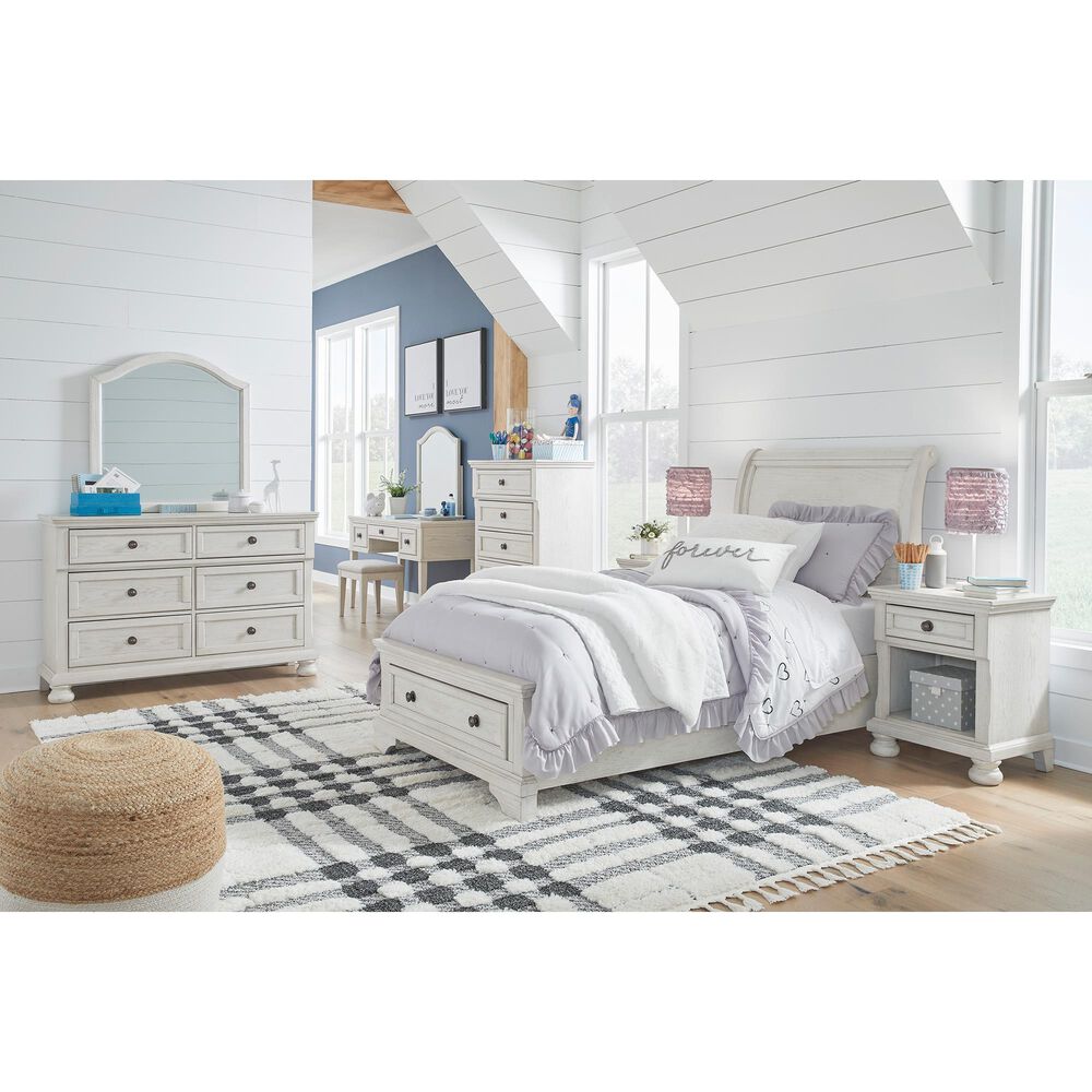 Ashley Robbinsdale Twin Storage Sleigh Bed in Antique White, , large
