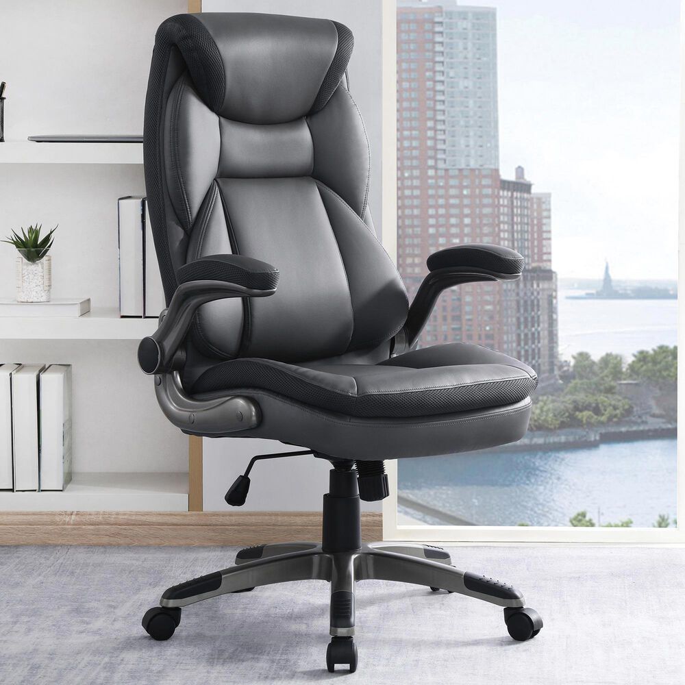 Valor Living Executive Chair with Charcoal Grey Upholstery in Titanium, , large