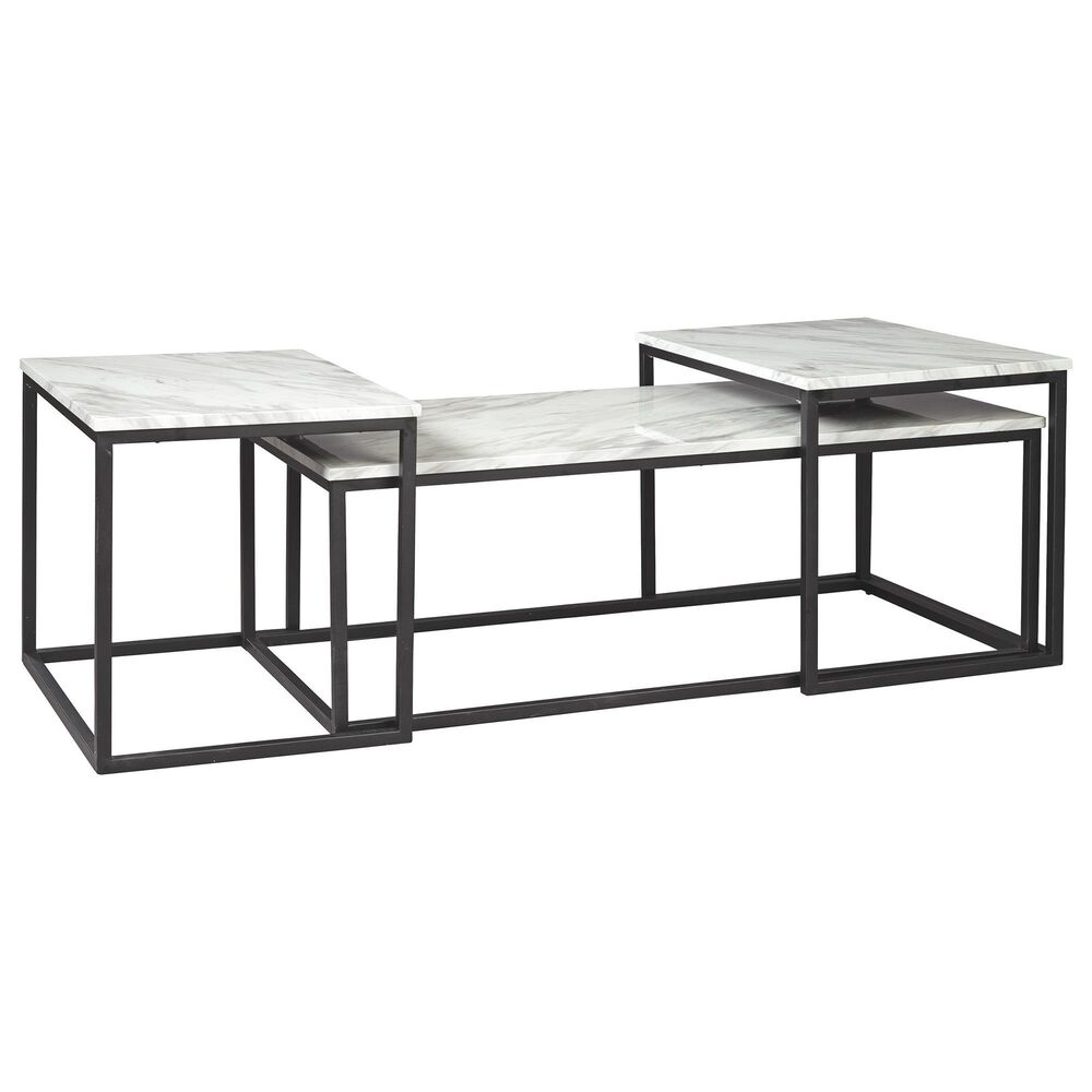 Signature Design by Ashley Donnesta Nesting Table Set in White and Black (Set of 3), , large