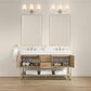 37B Mauri 60" Double Bathroom Vanity with Metal Base in Warm Oak with High-Profile 4" White Composite Stone Top, , large