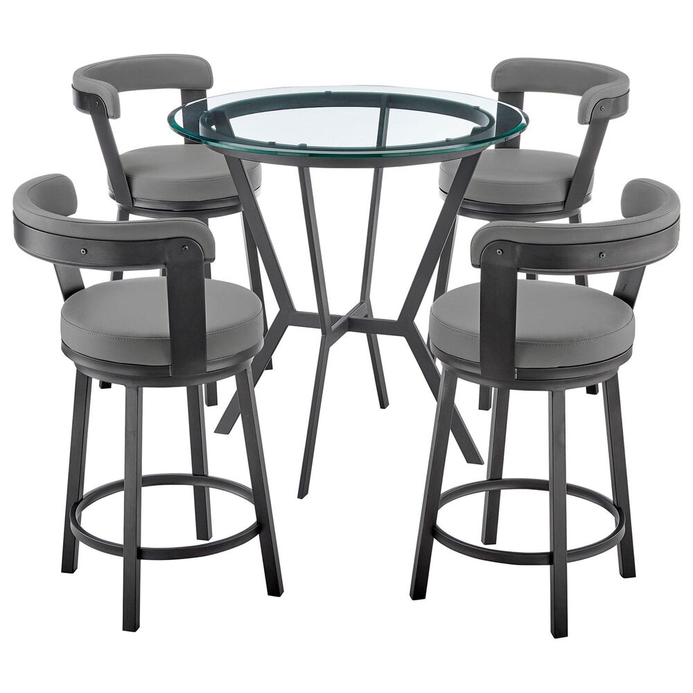 Blue River Naomi and Bryant 5-Piece Counter Height Dining Set in Matte Black, , large