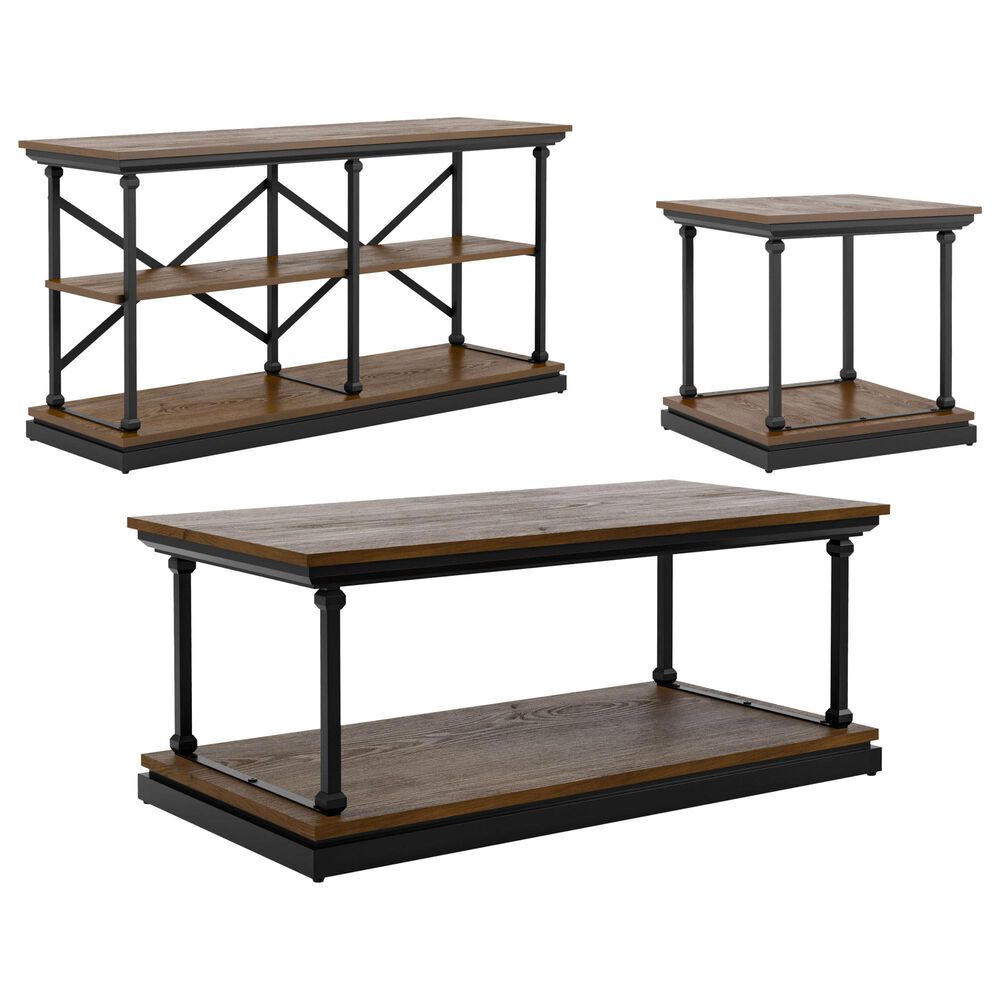 Furniture of America Pollard 3-Piece Occasional Table Set in Dark Oak/Black, , large