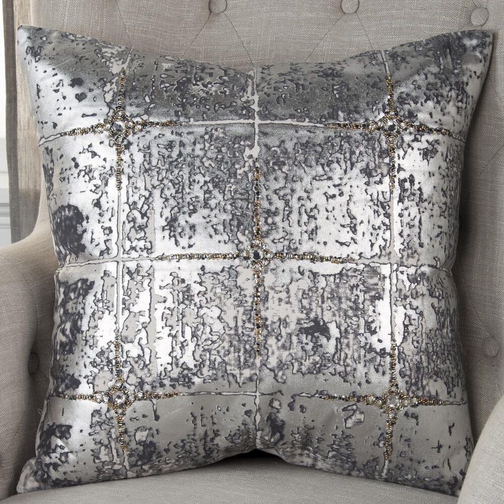 Rizzy Home 20" x 20" Pillow Cover in Shiny Silver, , large