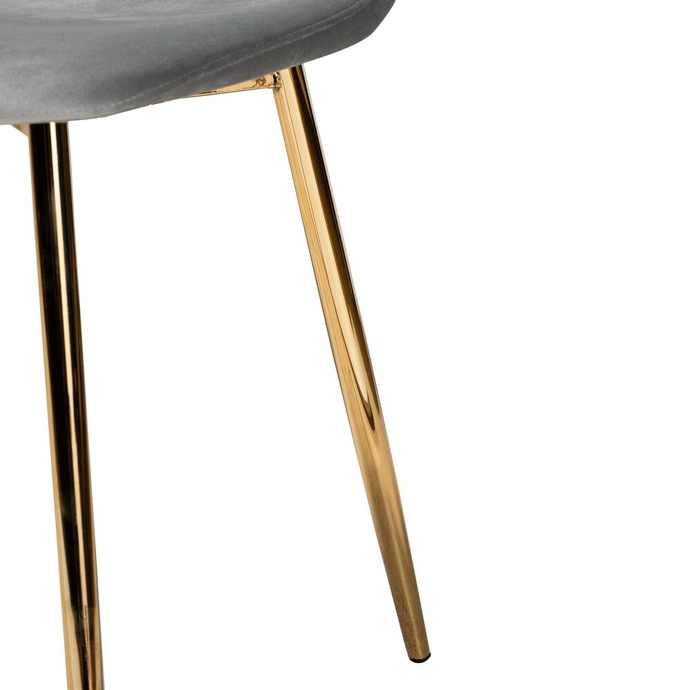 Baxton Studio Elyse Dining Chair in Grey/Gold &#40;Set of 4&#41;, , large