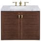 James Martin Vanities Amberly 30" Single Bathroom Vanity in Walnut with 3 cm Carrara White Marble Top and Rectangular Sink, , large
