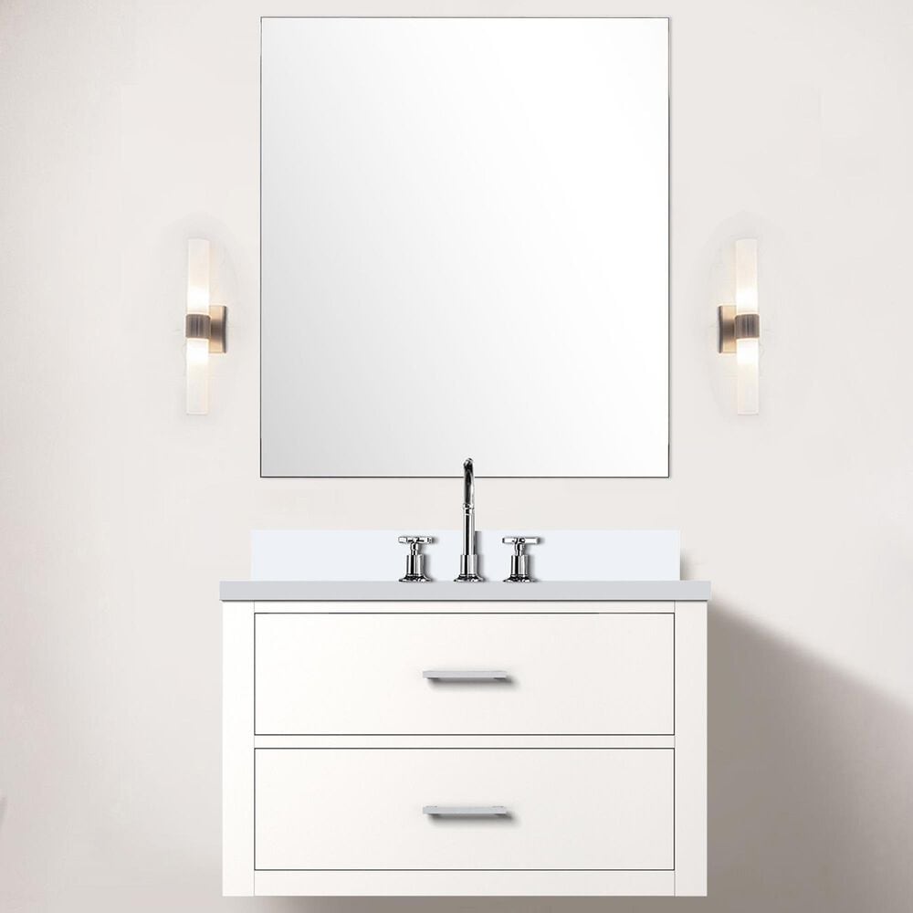 Lexora Home Castor 30&quot; Single Bathroom Vanity in Blue with 2 cm White Quartz Top, Rectangular Sink and 28&quot; Mirror, , large