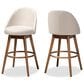 Baxton Studio Carra Swivel Bar Stool with Light Beige Cushion in Walnut (Set of 2), , large