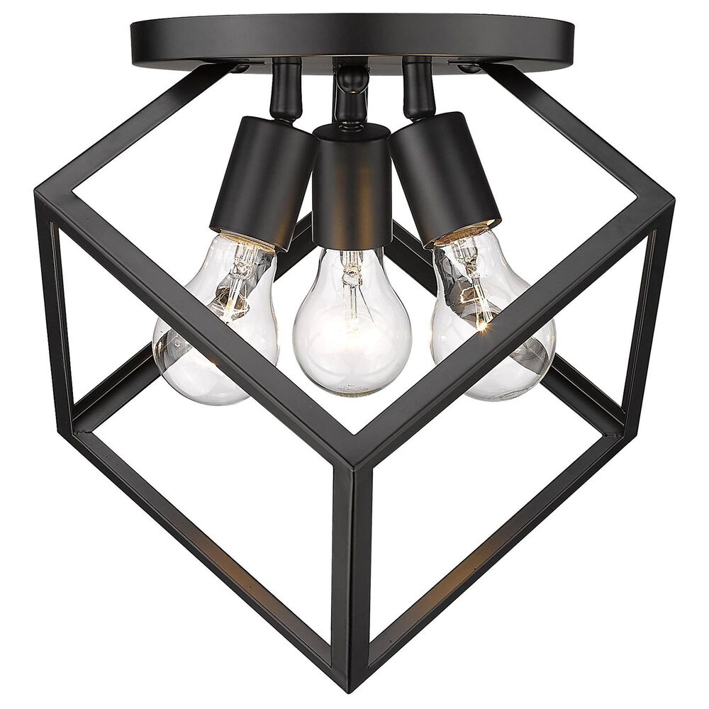 Golden Lighting Cassio 3-Light Semi-Flush in Matte Black, , large