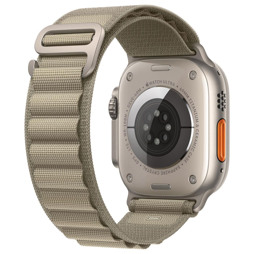 Apple Watch Ultra 2 GPS Cellular 49mm Titanium Case and Olive Alpine Loop Band - Small with 1-Year AppleCare+, , large