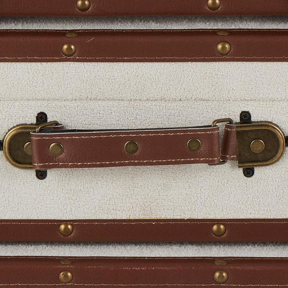 Maple and Jade 3-Piece Vintage Storage Decorative Trunk in Light Gray and Brown, , large