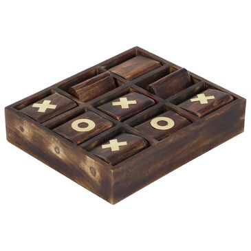 Maple and Jade 13" x 11" Tic-Tac-Toe Game Set in Dark Brown, , large
