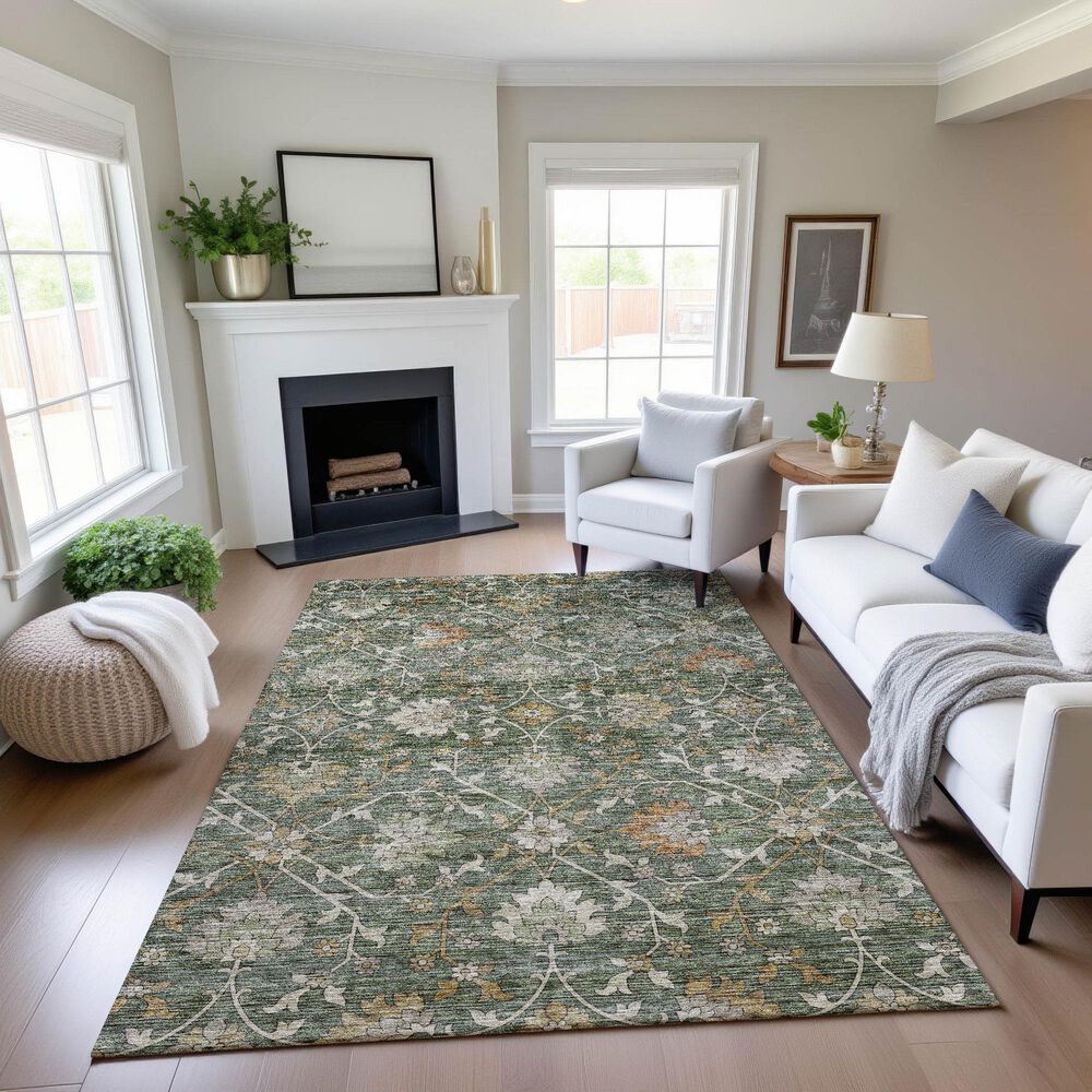 Dalyn Rug Company Silk Road Basil, Green, Beige, Copper, Gold and Gray 8&#39; x 10&#39; Area Rug, , large