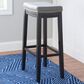Linon Home Decor Claridge Bar Stool with Light Grey Cushion in Black, , large