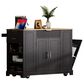 HOMLUX 47" Fluted Kitchen Island with Trash Can Storage Cabinet in Black and Natural, , large