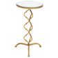 Maple and Jade Quatrefoil End Table with Mirrored Glass Top in Gold, , large