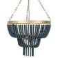 Creative Coop Laurel 2-Tier Draped Wood Bead Chandelier with Gold and Navy Blue Shade, , large