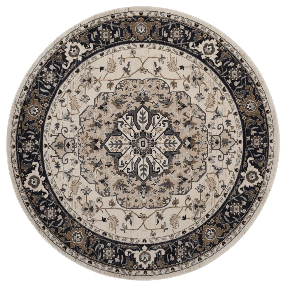 Safavieh Lyndhurst LNH334 7" Round Cream and Navy Area Rug, , large