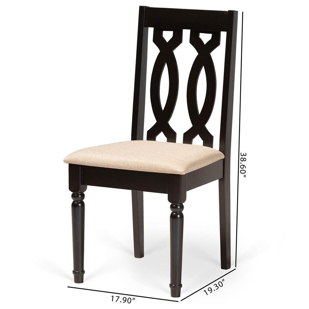 Baxton Studio Cherese Side Chair with Sand Cushion in Dark Brown (Set of 2), , large