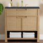 James Martin Vanities Solene 36" Single Bathroom Vanity in Seaside Oak with 3 cm Charcoal Soapstone Quartz Top and Rectangular Sink, , large
